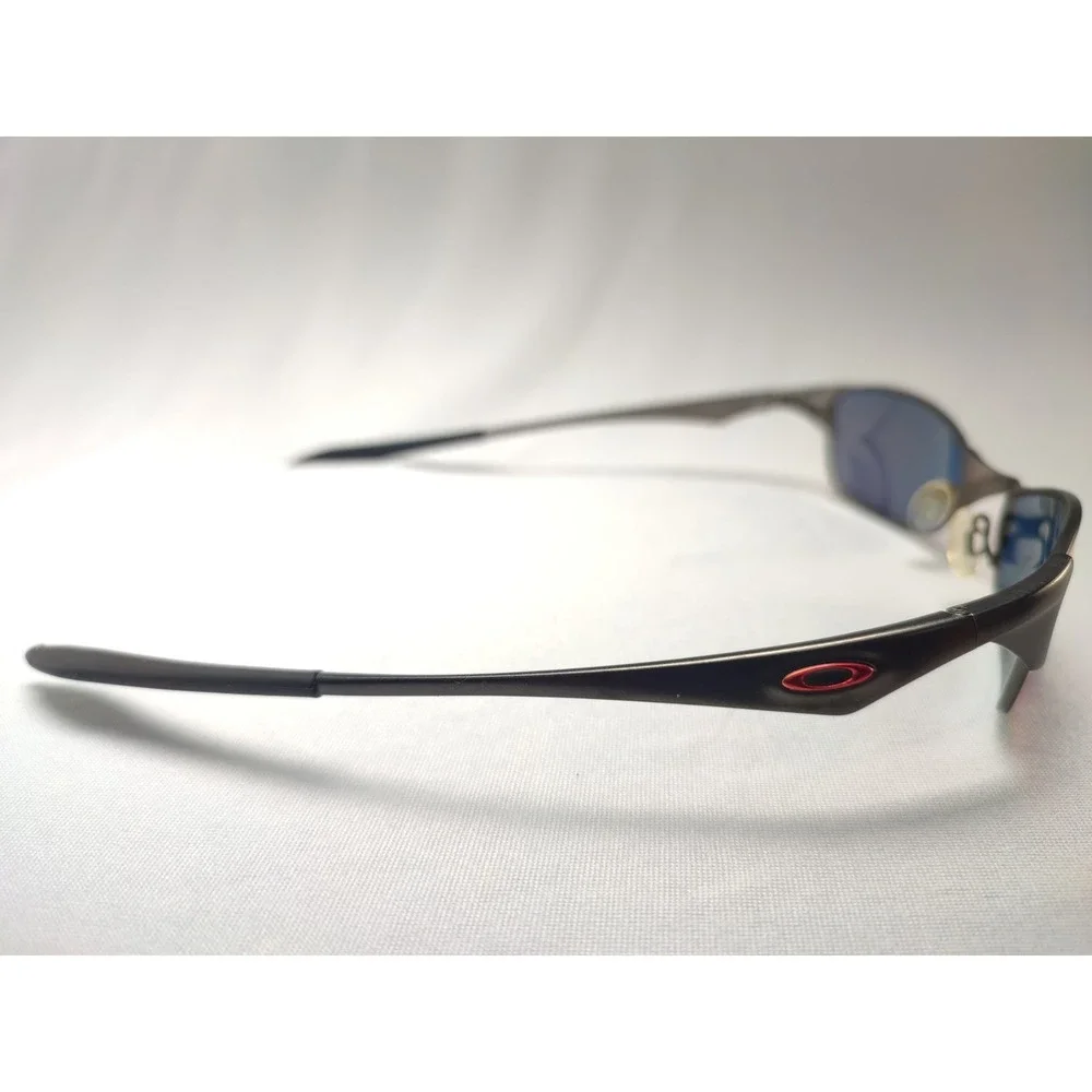 Oakley Wiretap 1.0 Sunglasses Gunmetal Red Iridium Mirror Wrap Vintage 2000s